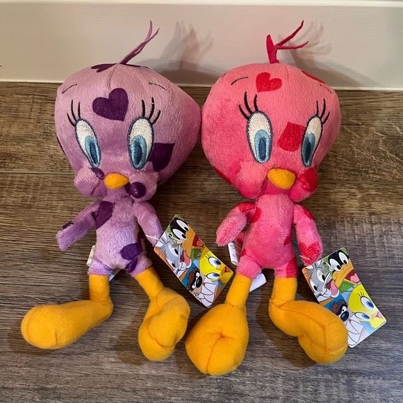 Lot of 2 NWT NANCO Looney Tunes Heart Tweety Mini Plush - Picture 1 of 9